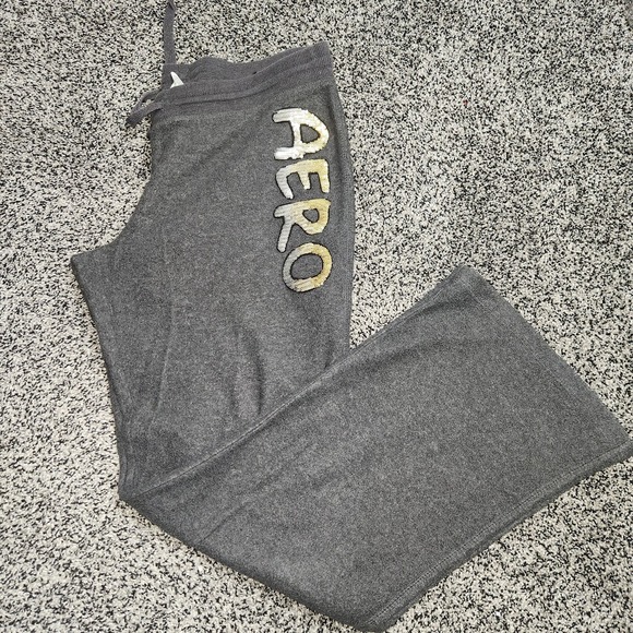 Aeropostale Pants - Vtg Y2k Aeropostale Flare Gray Sequin Bling Sweatpants Xl Preppy Chic Mallcore